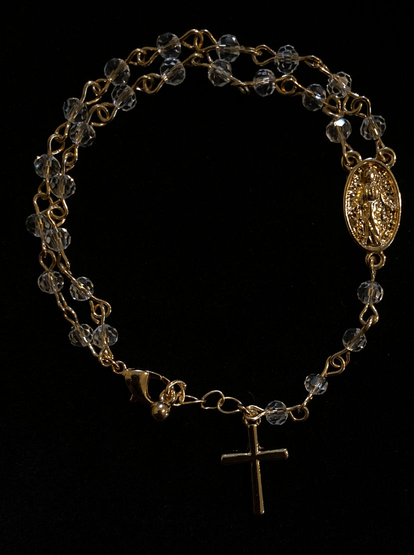 Clear Bead Rosary Bracelet