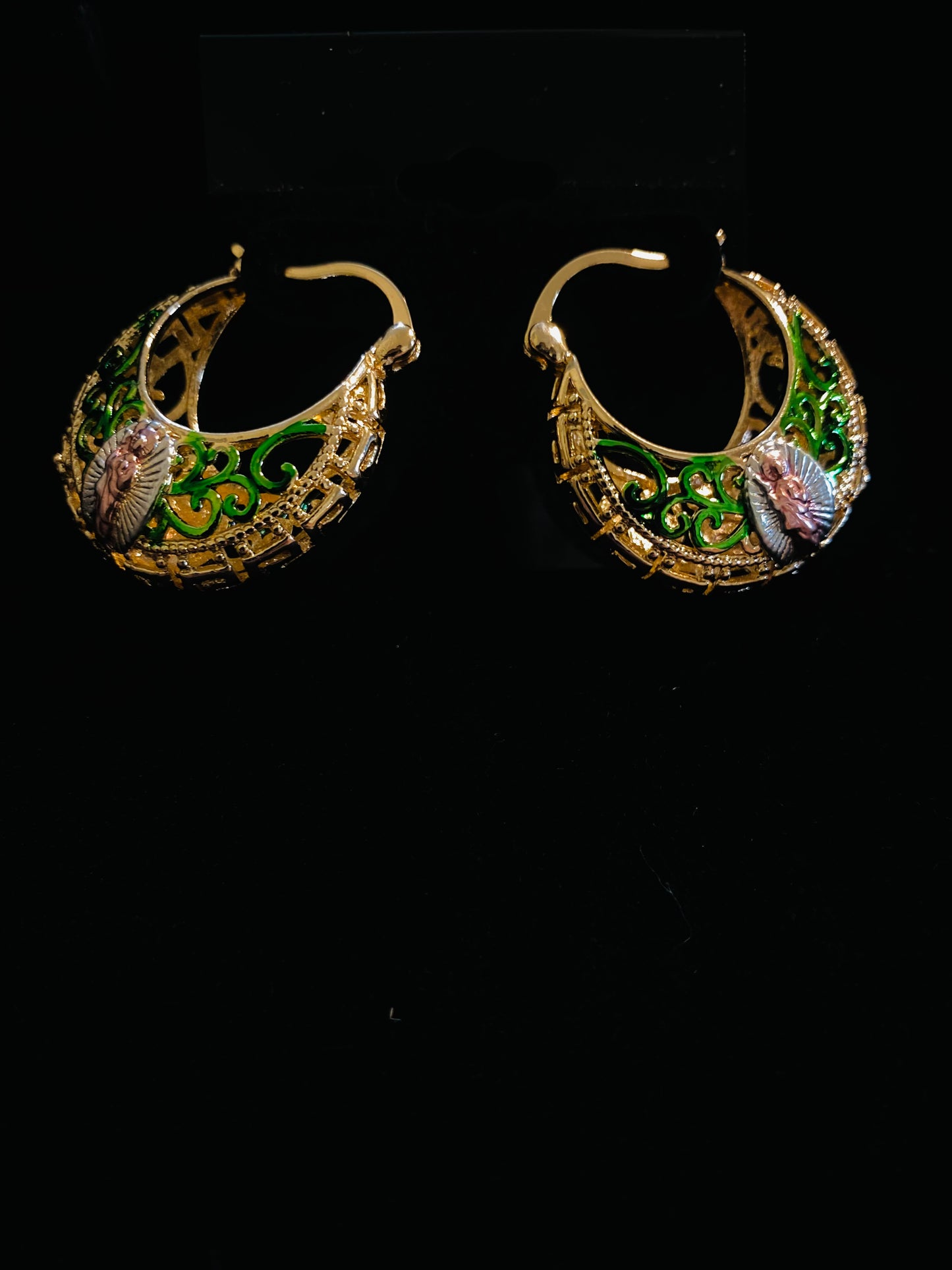 Gold Plated Religious Hoop Earrings
