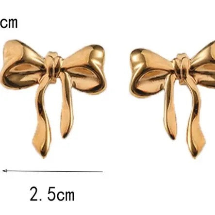 18K Stainless Steel Tarnish Free Bow Stud Earrings