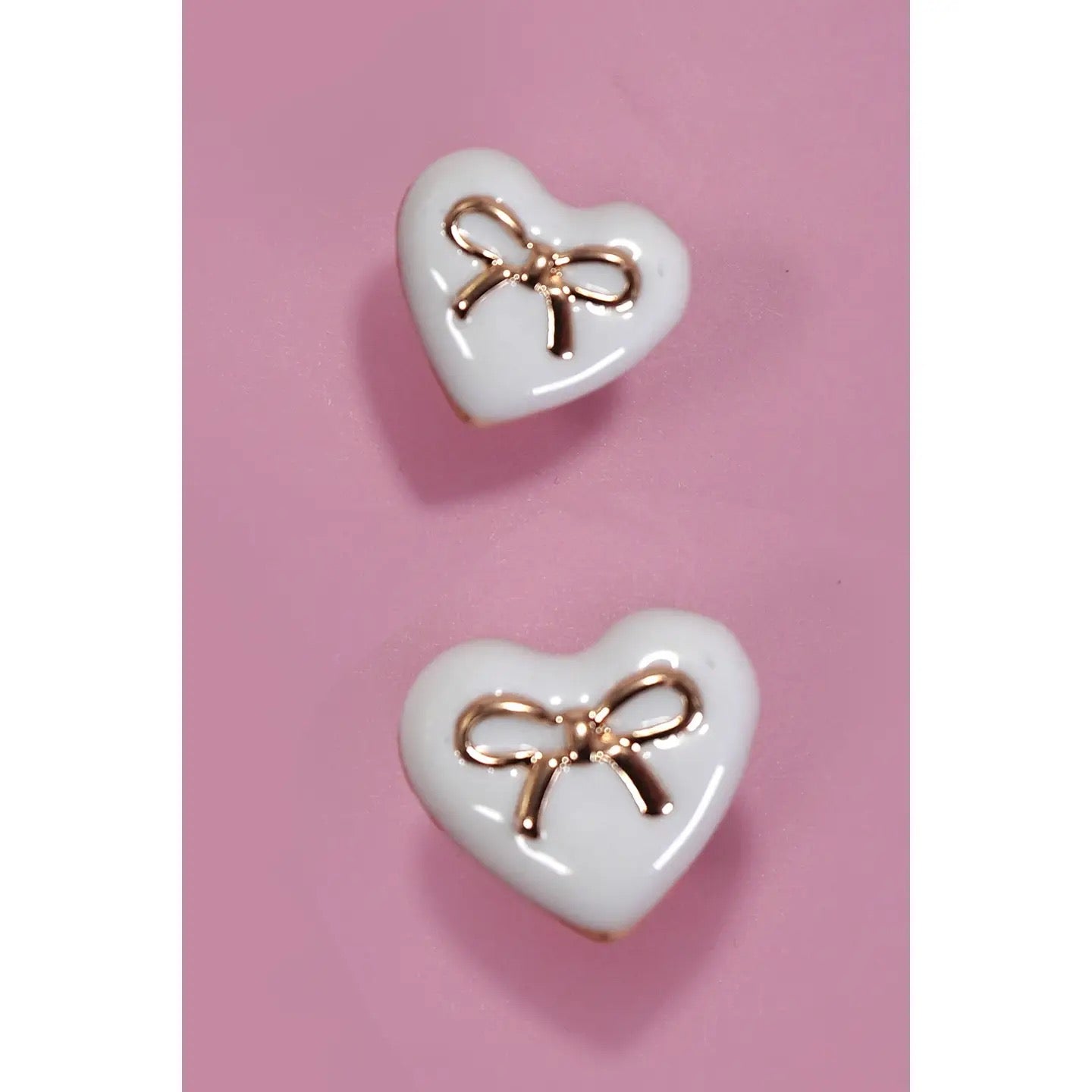 Heart Bow Epoxy Stud Earrings