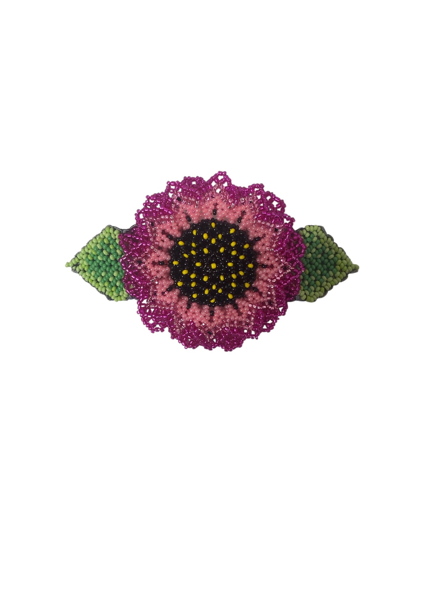 Large Beaded Assorted Flower Seed Bead Barrette Hair Clip