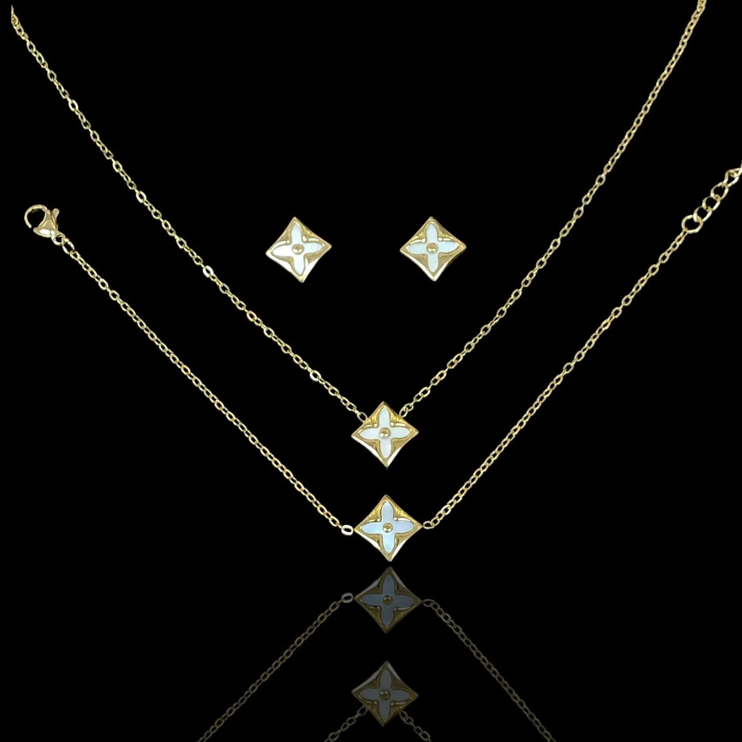 18K Gold-Filled Lucky Clover Stainless Steel Set