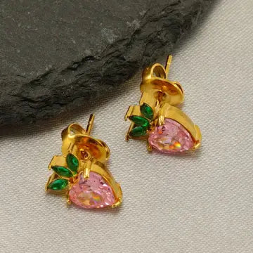 18K Stainless Steel Tarnish Free Strawberry Stud Earrings