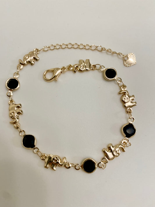 Elephant Crystal Bead Bracelet