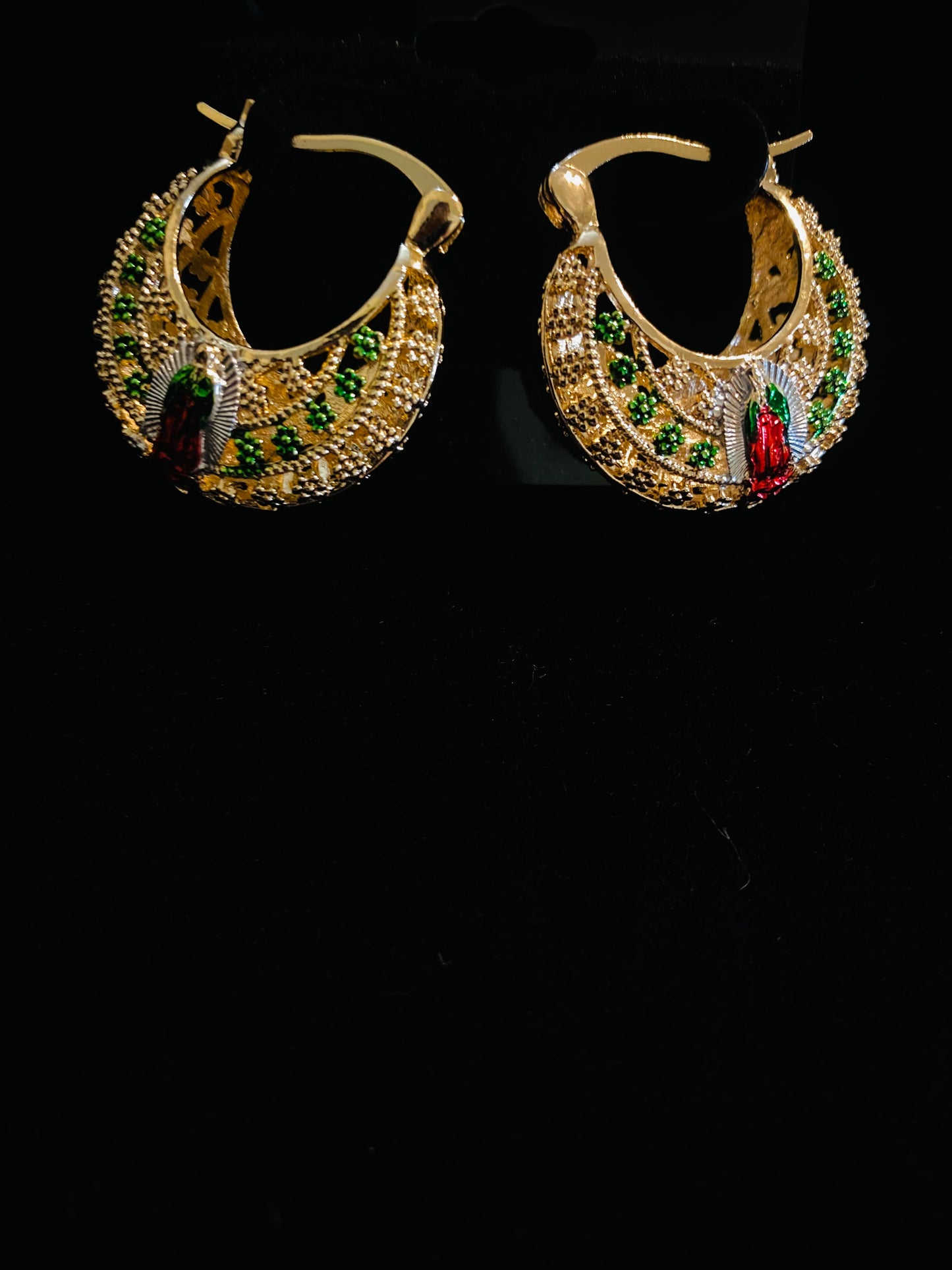 Gold Plated Religious Hoop Earrings