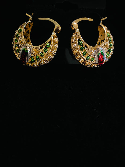Gold Plated Religious Hoop Earrings