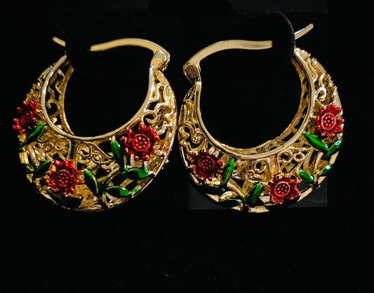 Rose Hoop Earrings