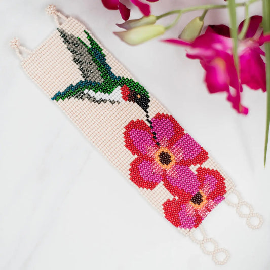Guatemalan Hummingbird Beaded Cuff