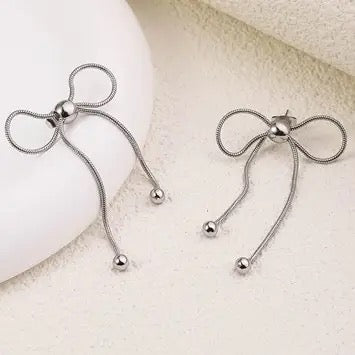 18K Stainless Steel Tarnish Free Bow Earrings