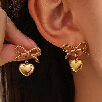 18K Stainless Steel Tarnish Free Heart Earrings