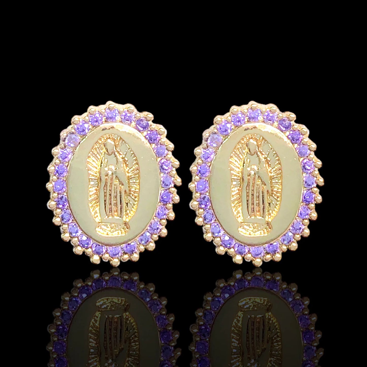 Amethyst Guadalupe CZ Stud Earrings