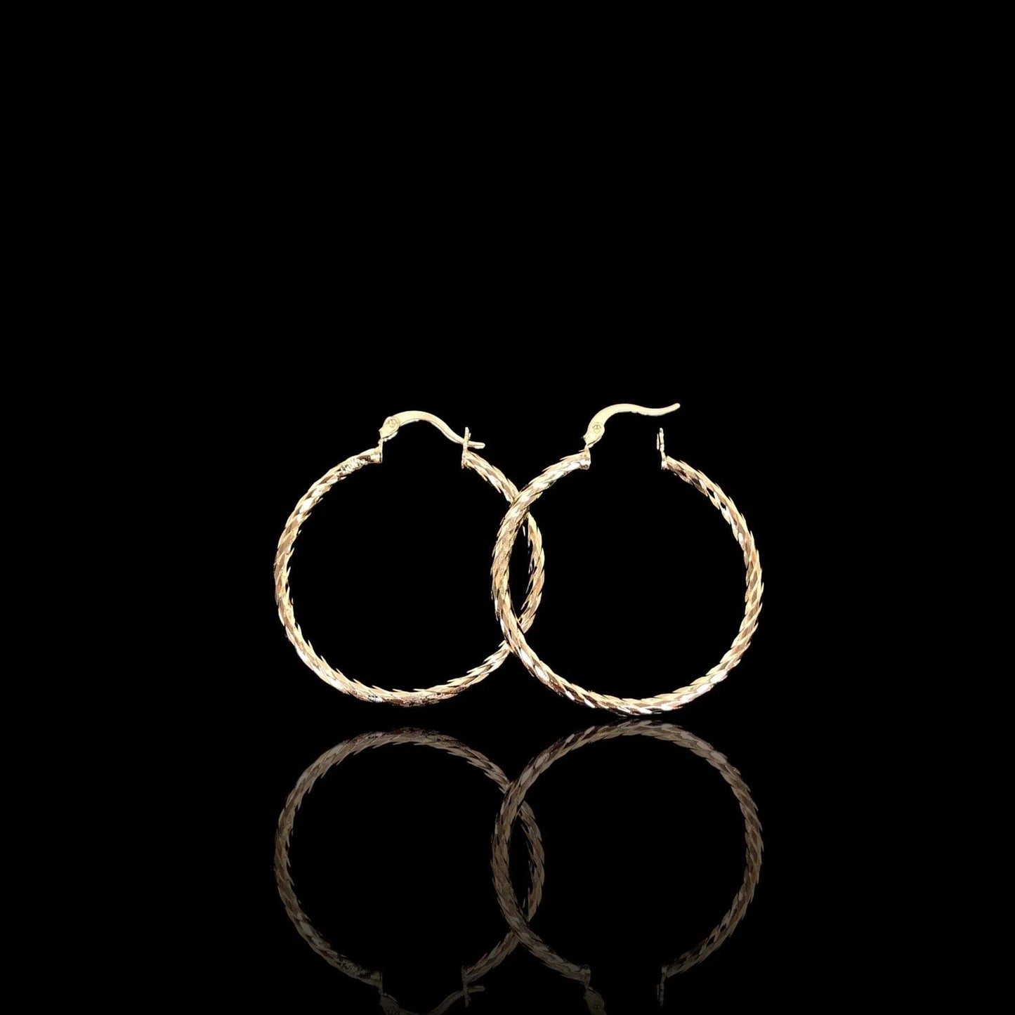 Gold Filled Twist Cut Hoop Earrings