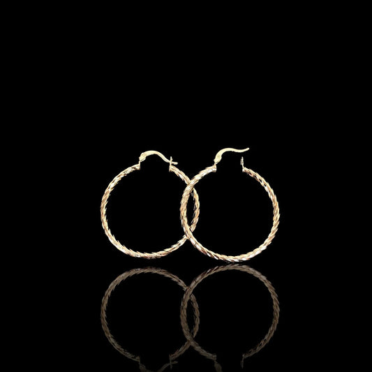 Gold Filled Twist Cut Hoop Earrings
