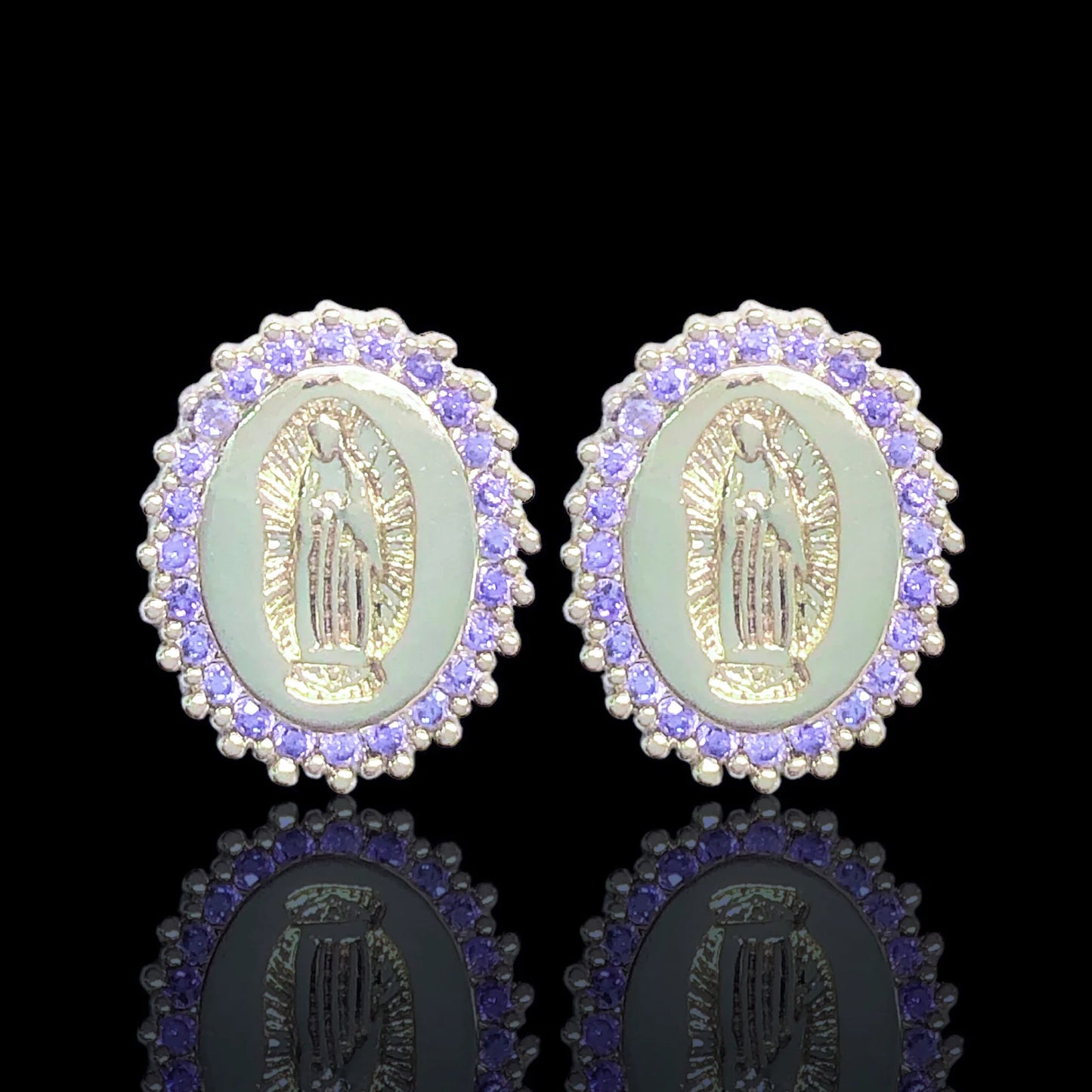 Amethyst Guadalupe CZ Stud Earrings