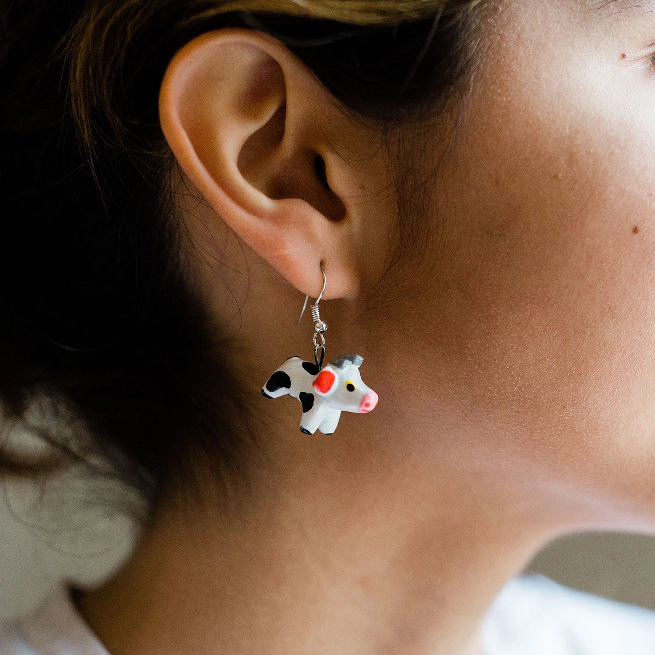 Cow Ceramic Earrings