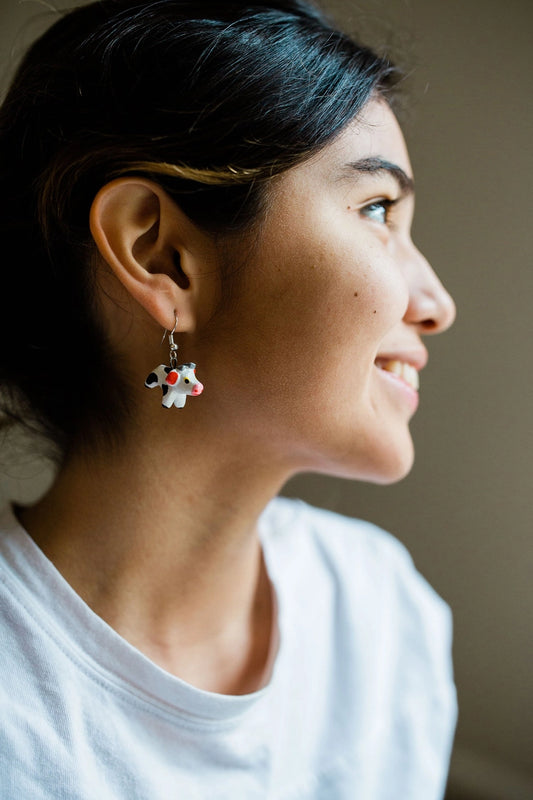 Cow Ceramic Earrings