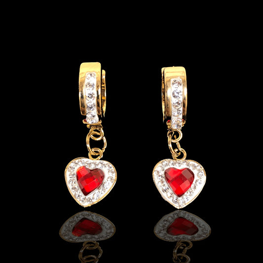 18K Gold-Filled Crystal Heart Earrings