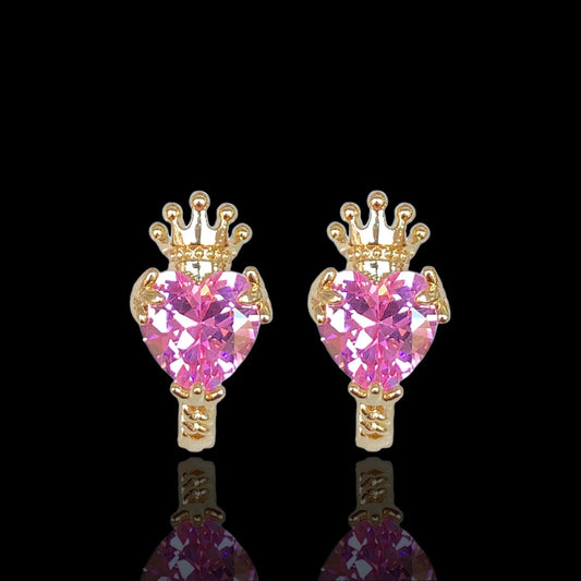 18K Gold-Filled Queen's Heart Hoop Earrings