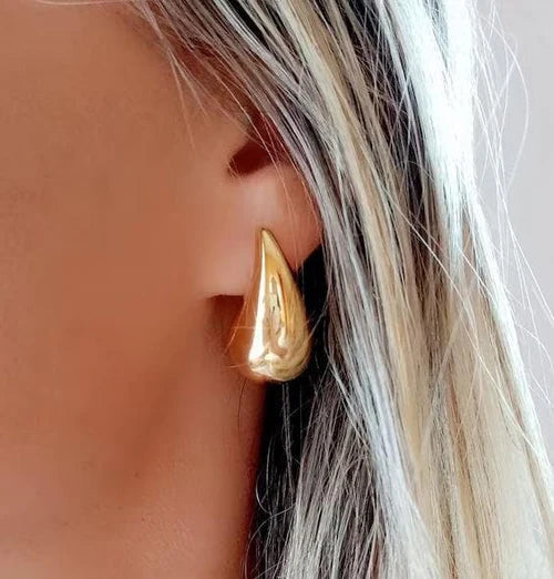 18K Gold-Filled Puffy Golden Cloud Teardrop Earrings
