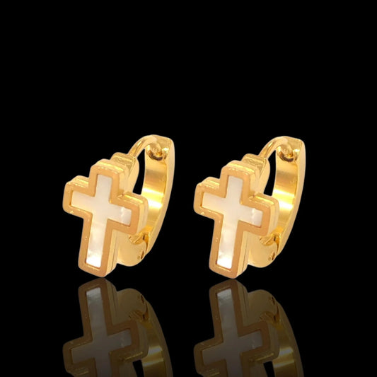 Seashell Holy Cross Earrings